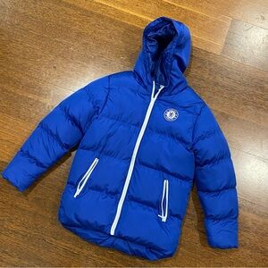 Boys Blue Chelsea FootBall Jacket Coat Zip Up Puffer Hoodie